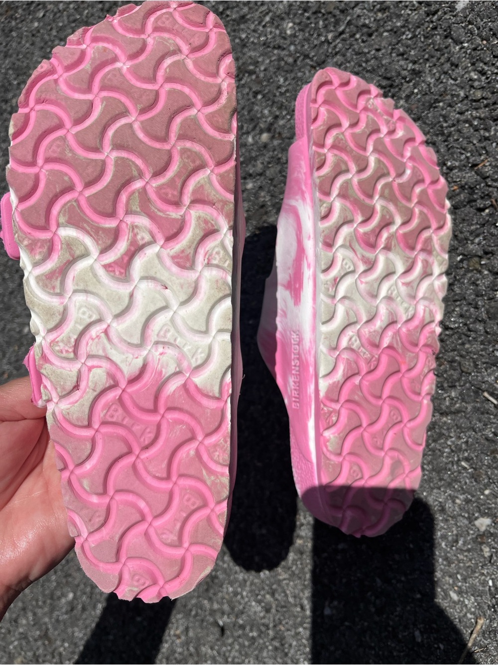 Birkenstock women’s Pink and White Double Buckle EVA Sandals - Picture 8 of 8